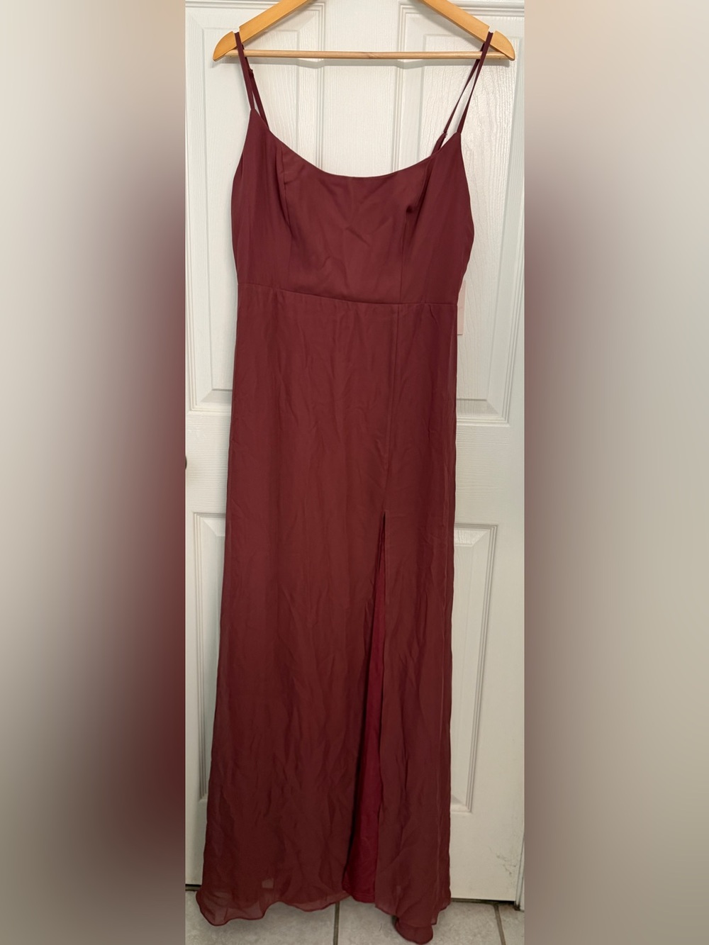Birdy Grey Any Chiffon Maxi Dress in Burgundy Size Large NWT